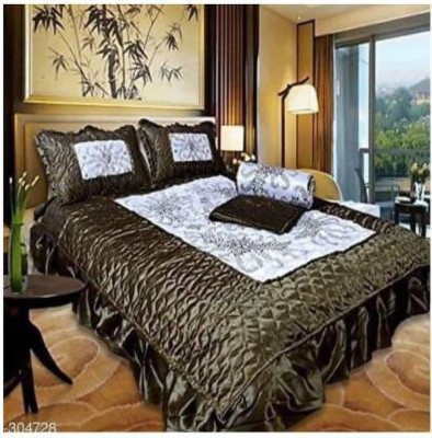 Rajasthan handicraft center 200 TC Satin King Floral Flat Bedsheet(Pack of 1, 1 bed sheet 2 pillow cover 1 AC comforter)