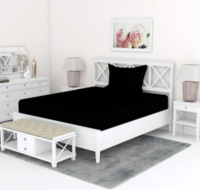 Divine Homes 170 TC Microfiber Single Solid Flat Bedsheet(Pack of 1, Black)