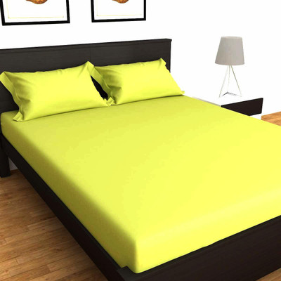 Divine Homes Microfiber Double Flat 130 TC Solid Bedsheet(Pack of 1, Neon Green)