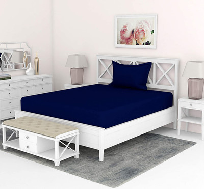 Divine Homes Microfiber Single Flat 170 TC Solid Bedsheet(Pack of 1, Navy Blue)