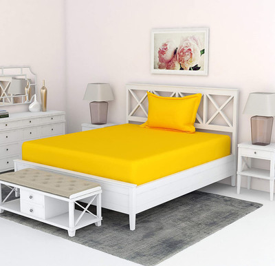 Divine Homes Microfiber Single Flat 170 TC Solid Bedsheet(Pack of 1, Yellow)