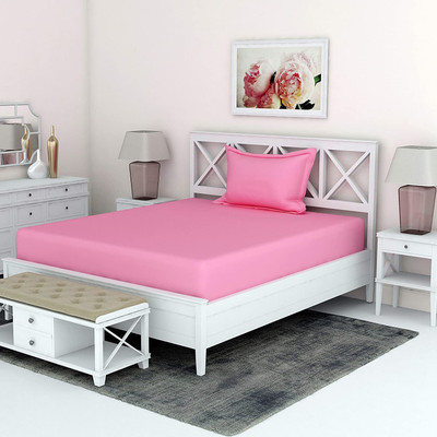 Divine Homes Microfiber Single Flat 170 TC Solid Bedsheet(Pack of 1, Baby Pink)