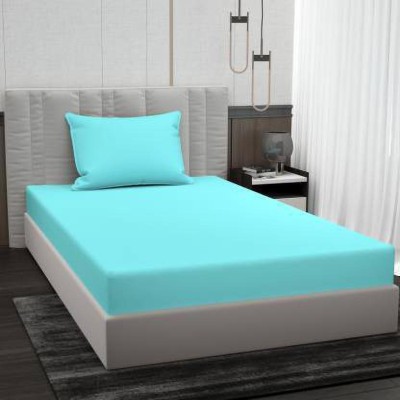 Divine Homes 170 TC Microfiber Single Solid Flat Bedsheet(Pack of 1, Aqua Blue)