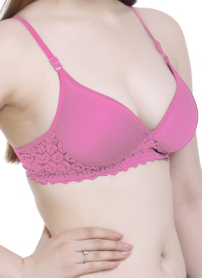 FIMS Premium Quality Padded Bra Women Push-up Lightly Padded Bra(Pink)