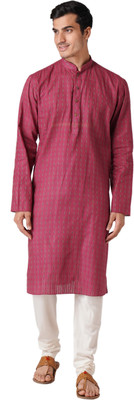 Zois Men Self Design Straight Kurta(Maroon)