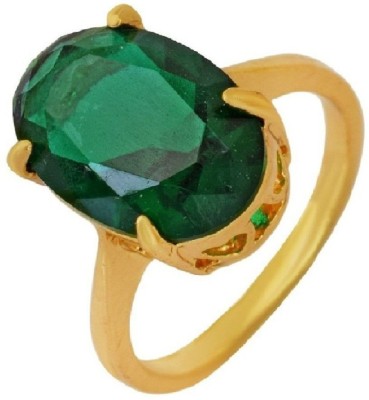 KUNDLI GEMS Emerald Stone Ring Natural 6.25 carat Stone Panna Certified unheated & Untreated Stone for men & women Stone Emerald Gold Plated Ring