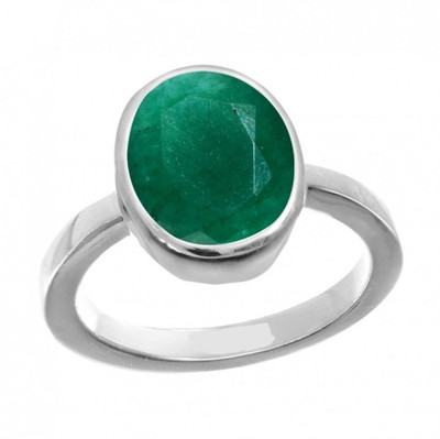 KUNDLI GEMS Emerald stone ring Natural stone 6.25 carat Panna Stone Unheated & Untreated Stone Stone Emerald Silver Plated Ring