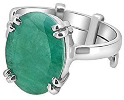 KUNDLI GEMS Emerald ring original Stone 5.25 carat stone unheated & Untreated Stone Certified And Astrological purpose for men & women Stone Emerald Silver Plated Ring