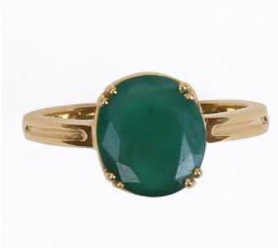 KUNDLI GEMS Emerald stone ring Original Certified 5.5 ratti panna Stone Lab Certified and Astrological purpose for unisex Stone Emerald Gold Plated Ring