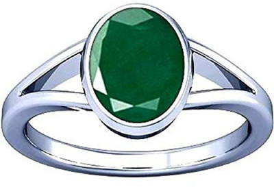 KUNDLI GEMS Emerald Ring Original Panna Stone 6.25 carat Stone Astrological Purpose And Lab Certified For Men & Women Stone Emerald Silver Plated Ring