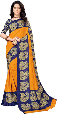 AJS Self Design, Printed, Geometric Print, Applique Bollywood Art Silk Saree(Multicolor)