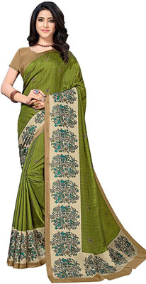 AJS Self Design, Printed, Geometric Print, Applique Bollywood Art Silk Saree(Multicolor)