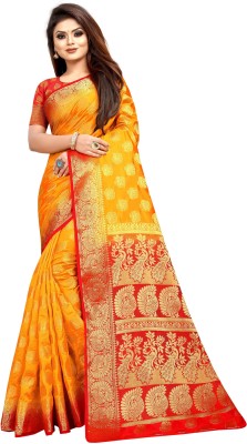 FINE WEAR Woven Kanjivaram Cotton Silk Saree(Multicolor)