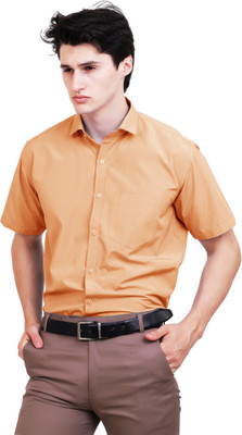 Appel Touch Men Solid Formal Orange Shirt