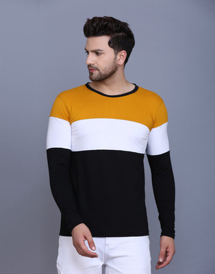 SLOWLORIS Typography Men Hooded Neck Yellow T-Shirt