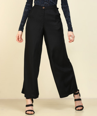 AND Regular Fit Women Black Trousers