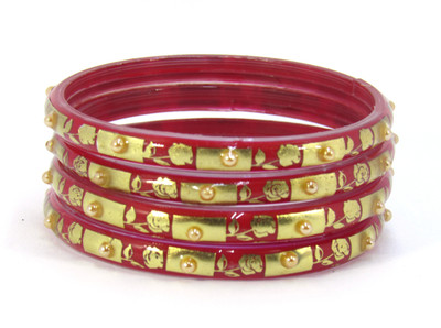 MaaTarinee Glass Pearl Enamel Bangle Set(Pack of 4)