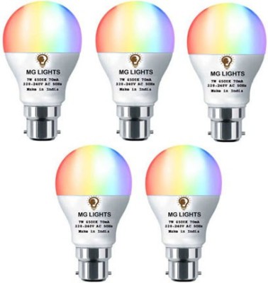 mg lights 7 W Arbitrary B22 LED Bulb(Multicolor, Red, Yellow, White, Blue, Green, Pink, Pack of 5)