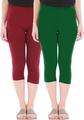 Buy That Trendz Capri Leggings Women Maroon, Green Capri