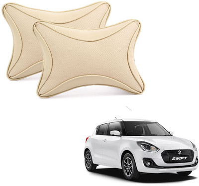 ABP Beige Leatherite Car Pillow Cushion for Universal For Car(Rectangular, Pack of 2)
