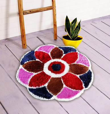 Rylie Polyester Floor Mat(PINK RED MULTICOLOUR, Medium)