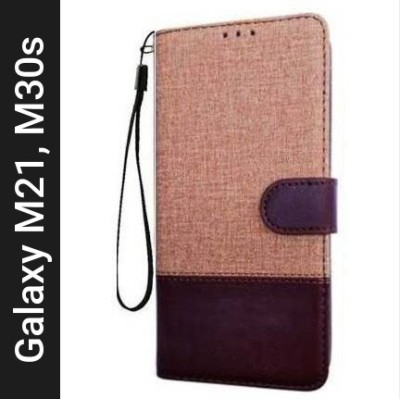 YuniKase Flip Cover for Samsung Galaxy M21,Samsung Galaxy M30s(Brown, Dual Protection, Pack of: 1)