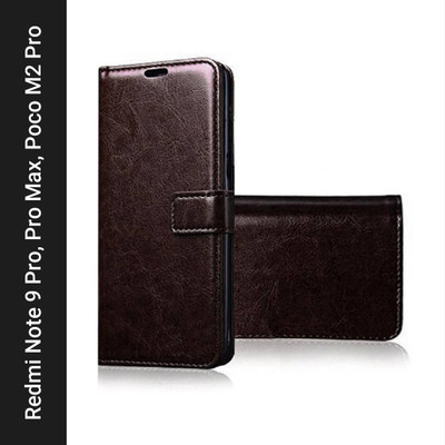 Mashgul Flip Cover for Poco M2 Pro, Mi Redmi Note 9 Pro, Mi Redmi Note 9 Pro Max(Brown, Dual Protection, Pack of: 1)
