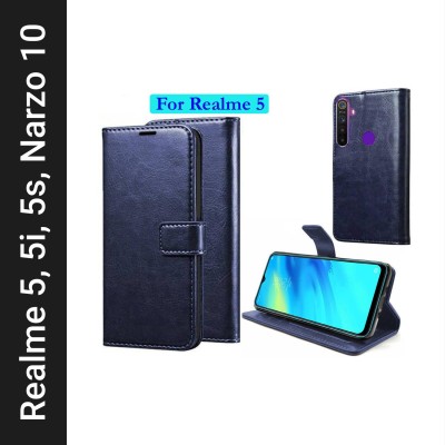 Manobal Flip Cover for Realme Narzo 10, Realme 5, Realme 5i, Realme 5s(Blue, Shock Proof, Pack of: 1)