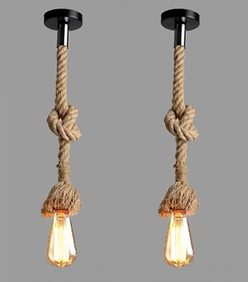 Moonlight LIGHTING JUTE ROPE HANGING LAMP Pendant Lamp Ceiling Lamp(Brown)