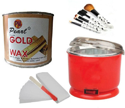 PMPEARL Gold Waxing Kit with Make-Up Brush(5 Items in the set)