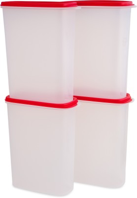 TUPPERWARE Plastic Grocery Container  - 2.3 L(Pack of 4, Red, Clear)