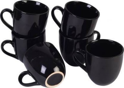 THE HIMALAYA CRAFT Pack of 6 Ceramic(Black, Cup Set)