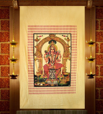 IXORA 190 cm (6 ft) Door Polyester Room Darkening Curtain Single Curtain(Golden, Printed)