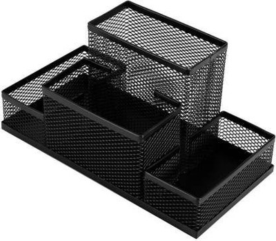 dreamexpo 4 Compartments steel pen Stand(Black)