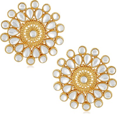 VANEE Traditional White Kundan Circular Stud Earring Alloy Stud Earring