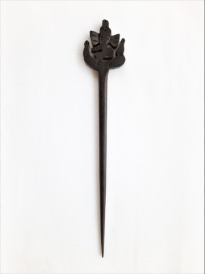 Jain Export Jai Ganesh Hand carved Ebony Wood Hair stick Bun Stick(Black)