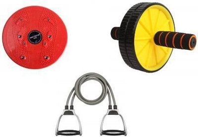 VATSMART HOME GYM SPORTS AND FITNESS KIT OF AB EXERCISER TUMMY TWISTER WITH AB WHEEL/ROLLER AND RESISTANCE TUBE TONING TUBE Fitness Accessory Kit Kit