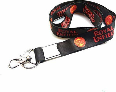 Tagways Royal Enfield Fabric Lanyard ID tag/Bike Key Chain (Black) Lanyard(Black)