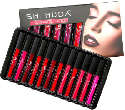 Sh.Huda 12 pc set Liquid matte lipstick(Multicolor, 60 ml)