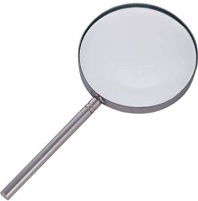 ERHIndia (4 Inch)Magnifier Glass Lens Heavy Handle with Rim Chromium Plated 10xMagnifier Glass Lens 10 Magnifier Glass Lens(Chrome)