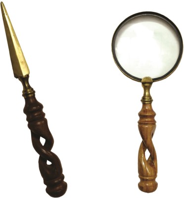 GOLA INTERNATIONAL Magnifying Glass Lens with Stick Combo Lens Magnification 10x COMBO(Brown)