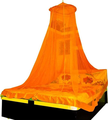 DREAMWORLD KHILONA Nylon Adults Washable ORANGE DOUBLE BAD ROUND (7x7) 14mtr square Mosquito Net(Orange, Ceiling Hung)