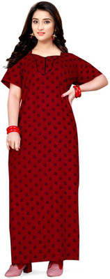 B S ENTERPRSES Women Nighty(Red)
