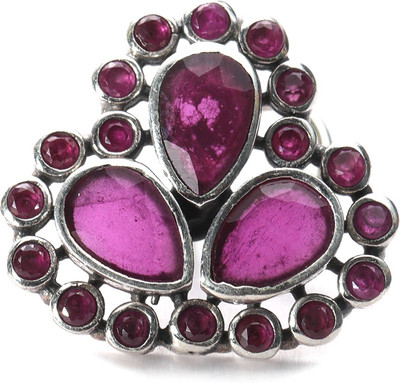 jsaj Ruby Sterling Silver Plated Sterling Silver Nose Stud