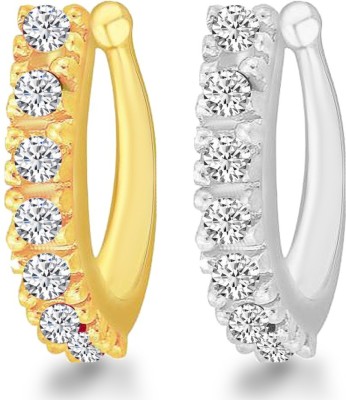 Divastri Cubic Zirconia, Diamond Gold-plated, Platinum, Silver Plated Stone, Brass, Copper Nose Ring Set(Pack of 2)