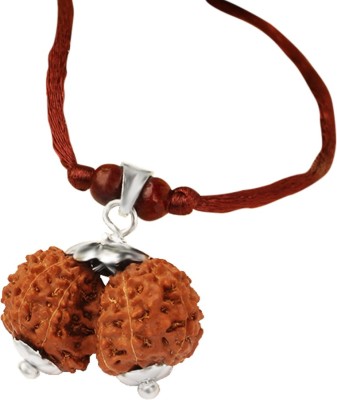 Rudra Centre Gauri Shankar Java/Indonesia Rudraksha Pendant in Silver Capping with Thread Silver Pendant