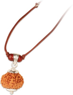 Rudra Centre Seven Mukhi from Java Indonesia in Silver Capping With Thread Silver Pendant