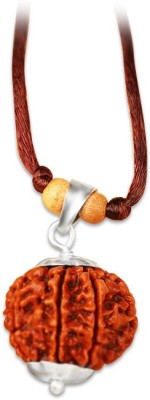 Rudra Centre 7 Mukhi Nepal Rudraksha Pendant in Silver Capping with Thread Silver