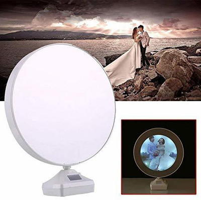 MEG Personalized Magic Mirror Cum Photo Frame with LED Light for Home Decor Decorative Showpiece  -  25 cm(Plastic, White)