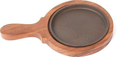 ZOLDYCK 9 inch Wooden Base Brownie Plate Sizzler Tray(Sizzler Tray)